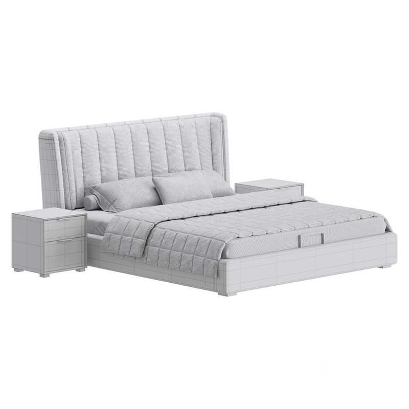 Beige Upholstered Wingback Modern bed I Image 21