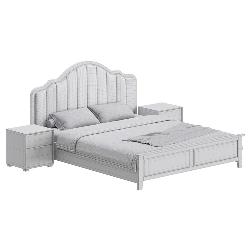 Blue Wood Upholstered Headboard Bed Image 20