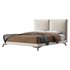 Clara White Suede Fabric Modern Bed - Thumbnail 3