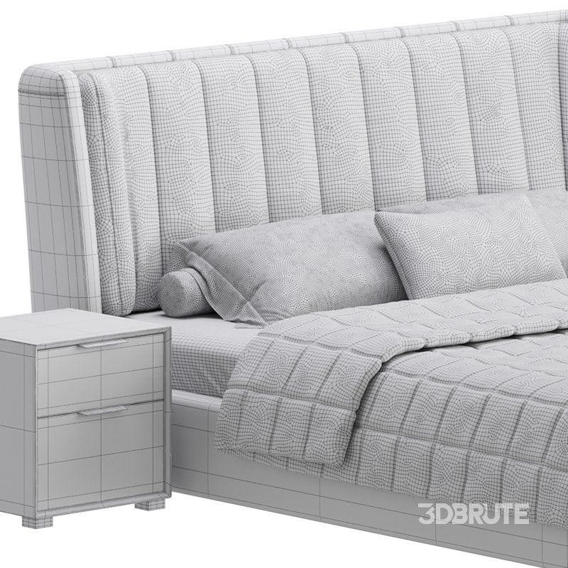 Beige Upholstered Wingback Modern bed I Image 22