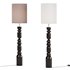 Aska charred wood and natural linen floor lamp - Thumbnail 1
