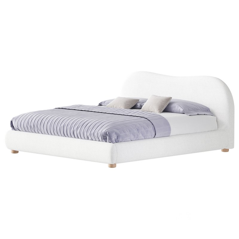 DIANA WHITE BOUCLE QUEEN BED BY ROSS CASSIDY Image 2