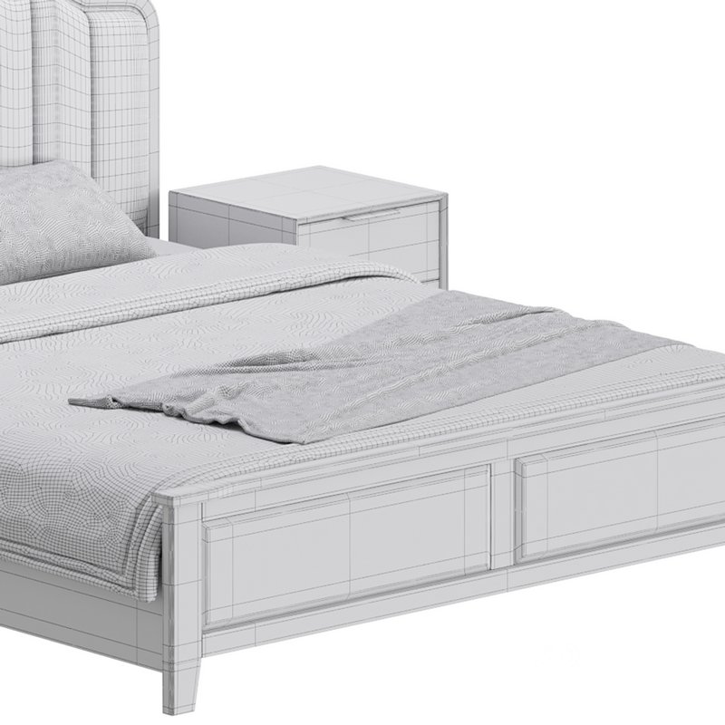 Blue Wood Upholstered Headboard Bed Image 23