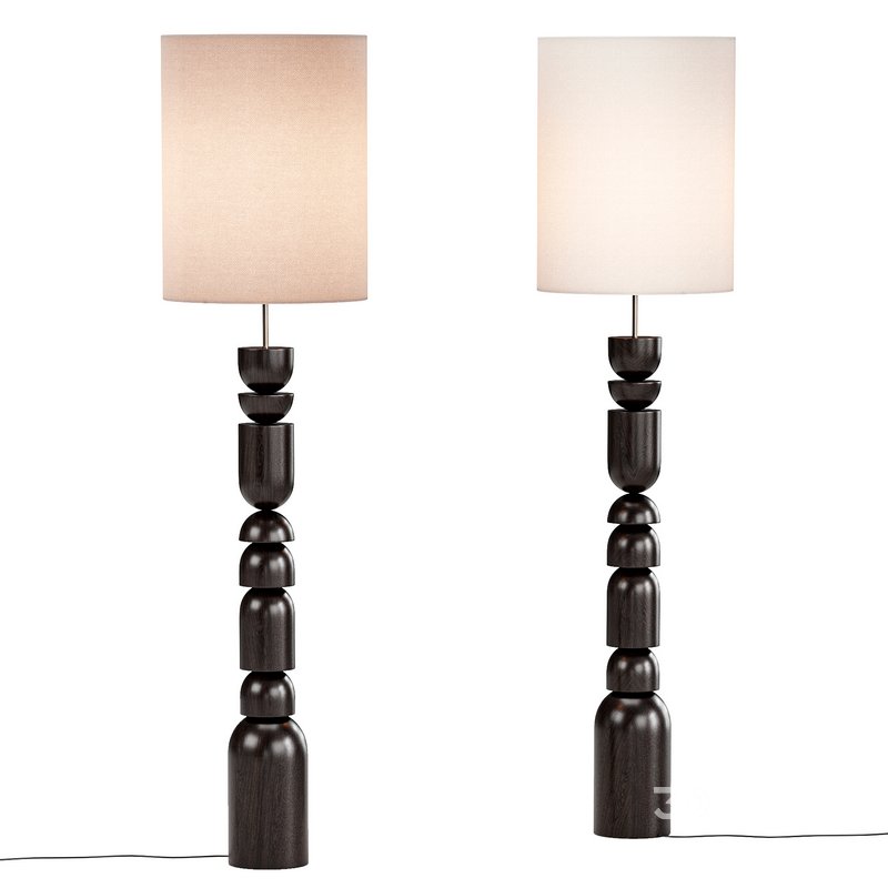 Aska charred wood and natural linen floor lamp Image 5