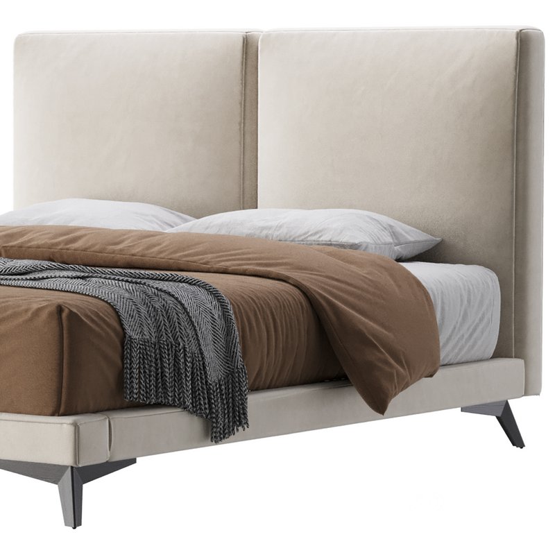 Clara White Suede Fabric Modern Bed Image 2