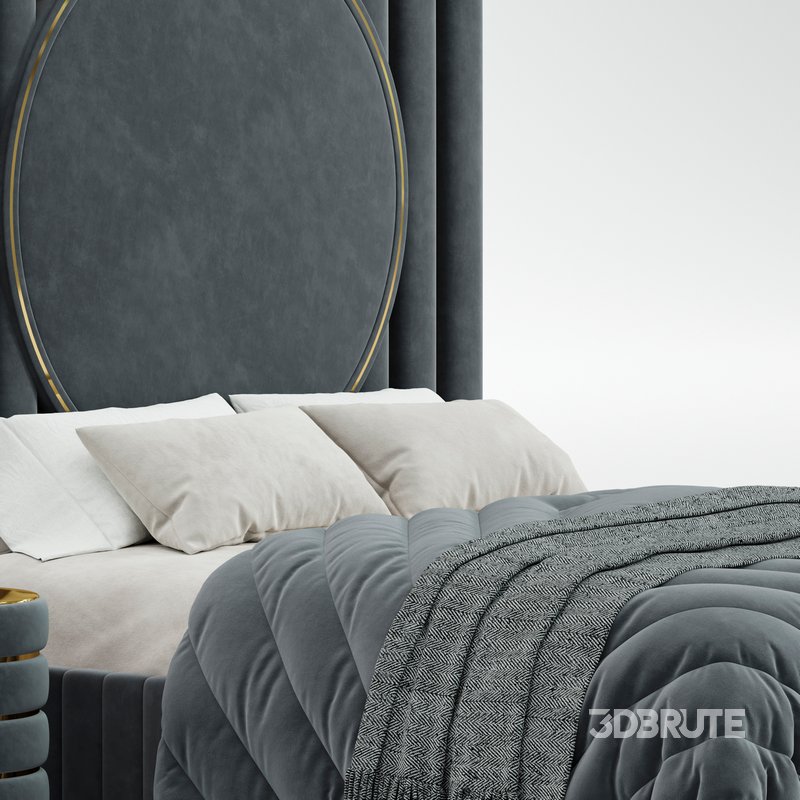 High End Velvet Modern Bed Image 3