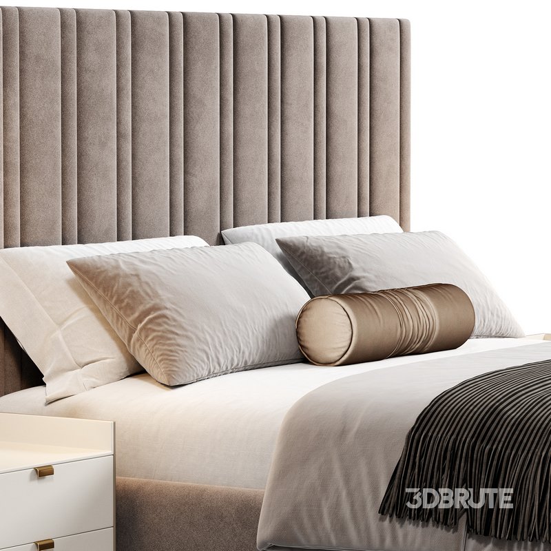 Isabella Wide Headboard Panel Stripe Bed Image 4