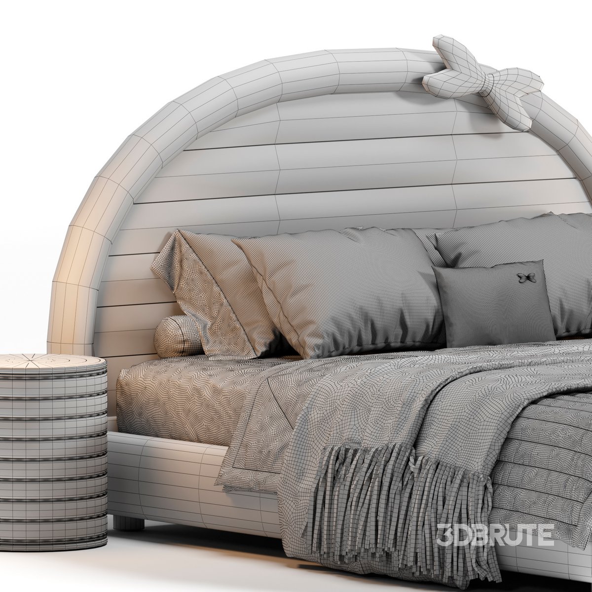 White Upholstered Panel Bed with Headboard Included Image 4