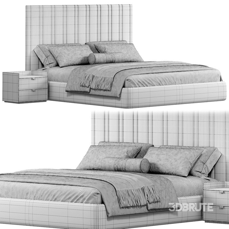 Isabella Wide Headboard Panel Stripe Bed Image 3