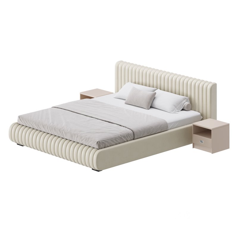 Contemporary Fabric Solid Color Standard Bed I Image 5