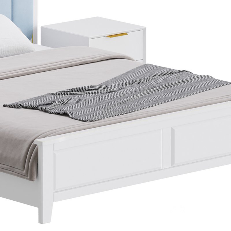 Blue Wood Upholstered Headboard Bed Image 5