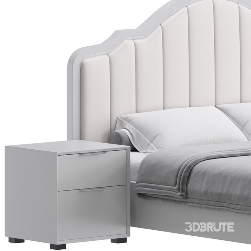 Blue Wood Upholstered Headboard Bed Image 8