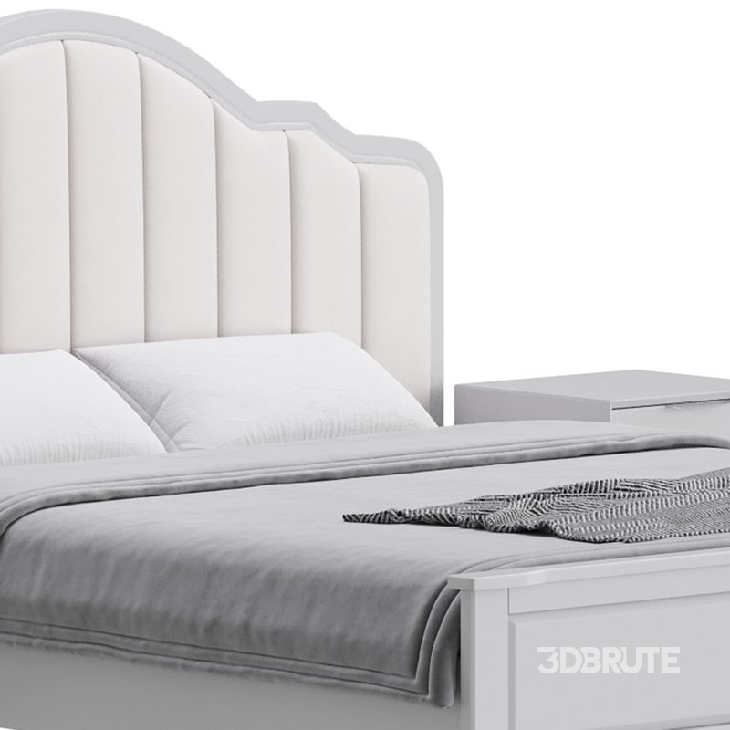 Blue Wood Upholstered Headboard Bed Image 9