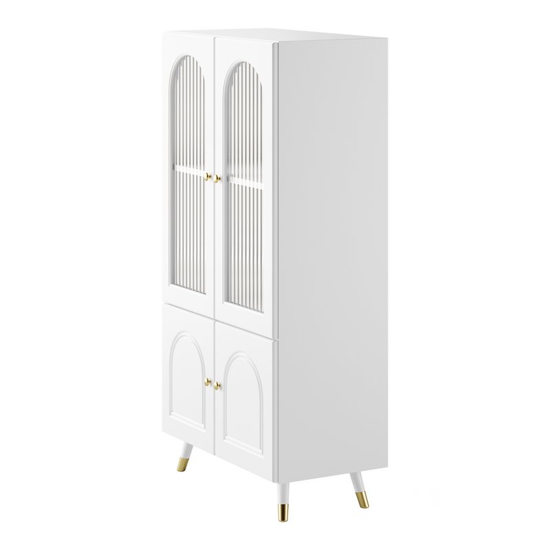 Cabinet Included White Closed Back Wooden Standard Bookcase Image 9