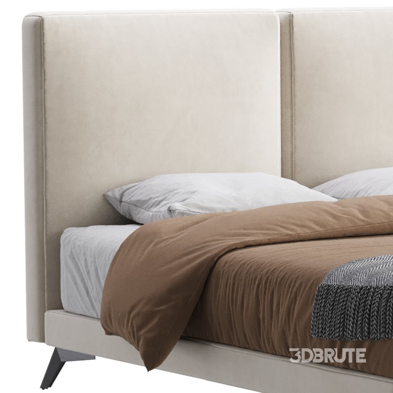 Clara White Suede Fabric Modern Bed Image 9