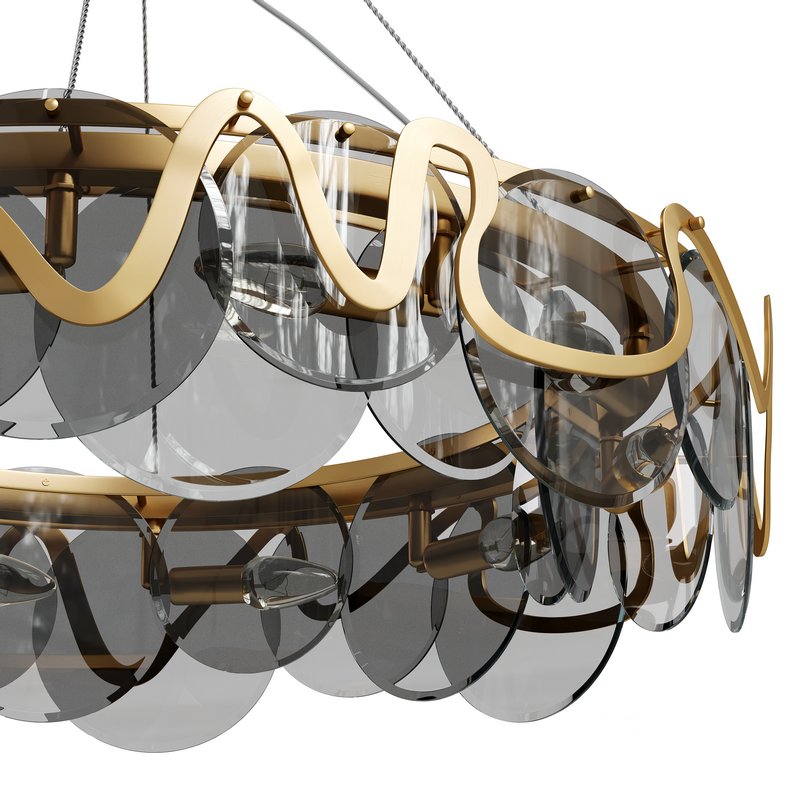 Postmodern 8 Light Smokey Gray Glass Chandelier with Adjustable Cables Image 2
