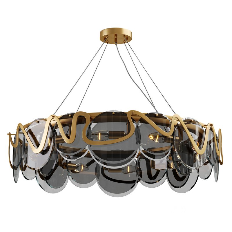 Postmodern 8 Light Smokey Gray Glass Chandelier with Adjustable Cables Image 1