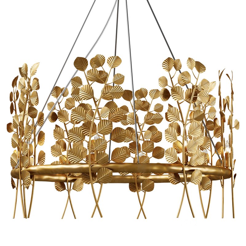 Golden Eucalyptus Round Chandelier Image 2