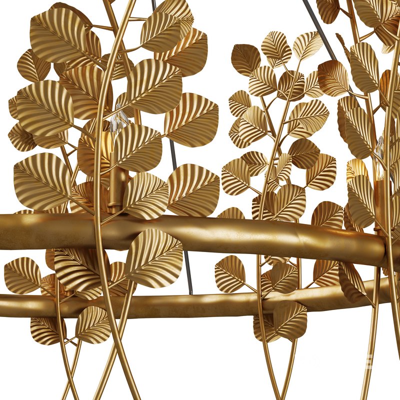 Golden Eucalyptus Round Chandelier Image 3