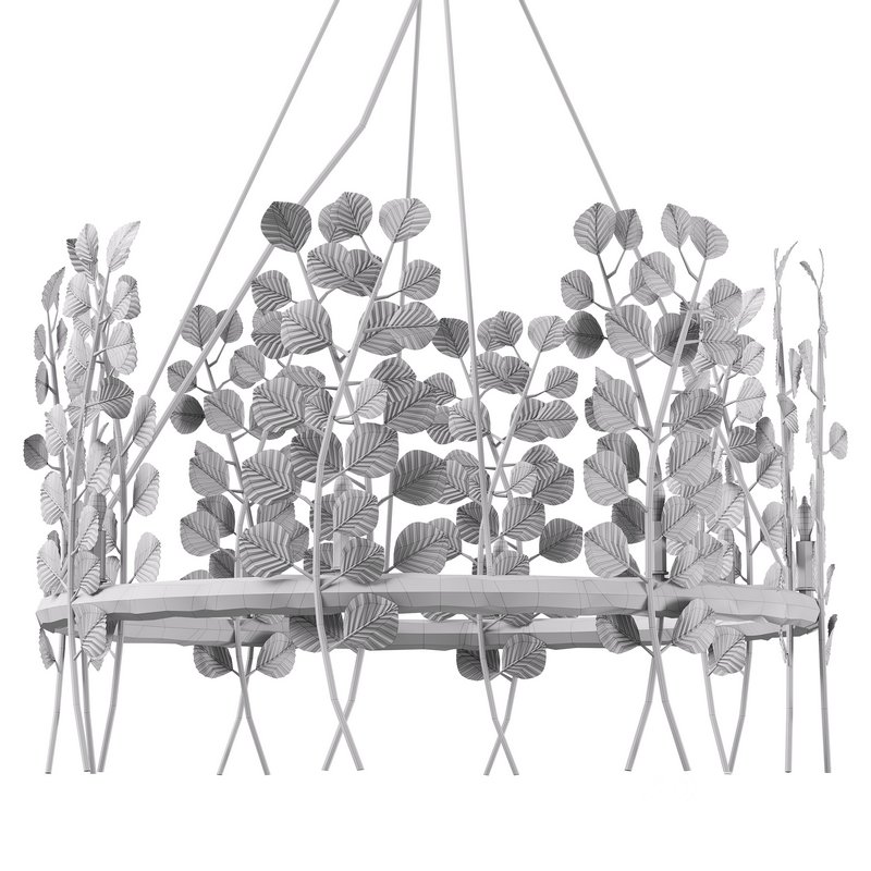 Golden Eucalyptus Round Chandelier Image 4