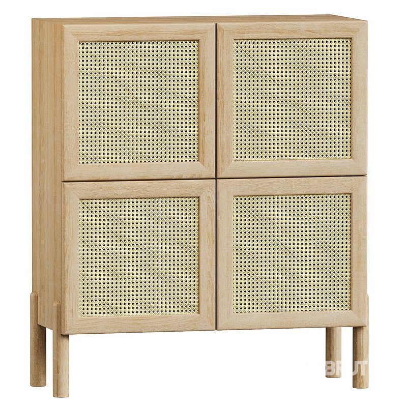 Eichenholz-Highboard Jolie mit Wiener Geflecht Image 1