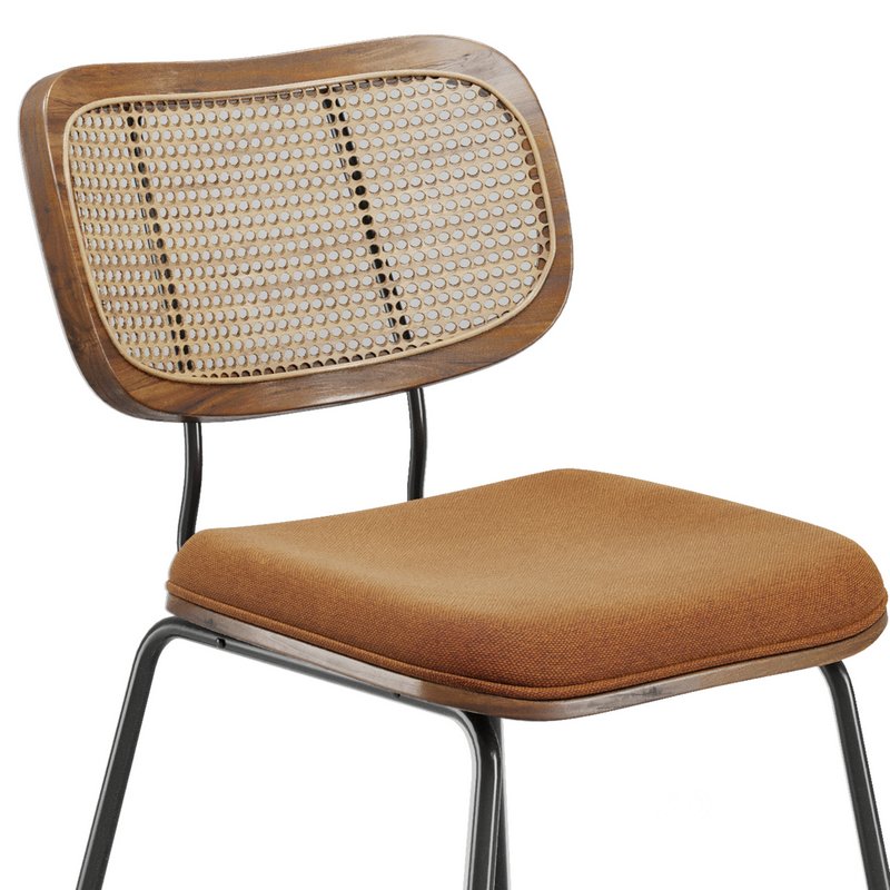 Sirine Linen Side Chair with Rattan Back Image 4