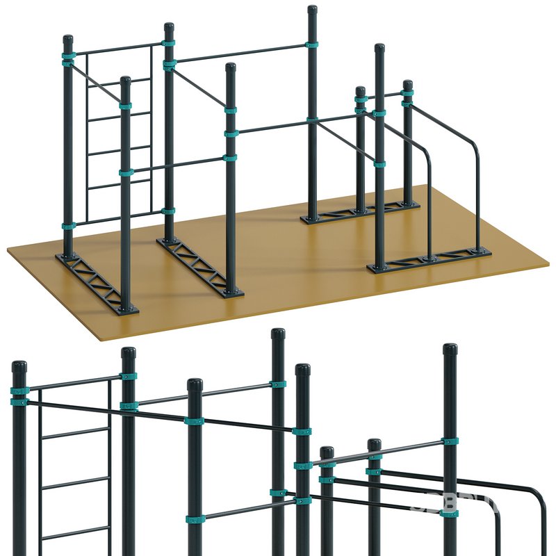 Swedish wall 5 horizontal bars 4 extended length curved double bars Kugaruk by Kenguru Image 2