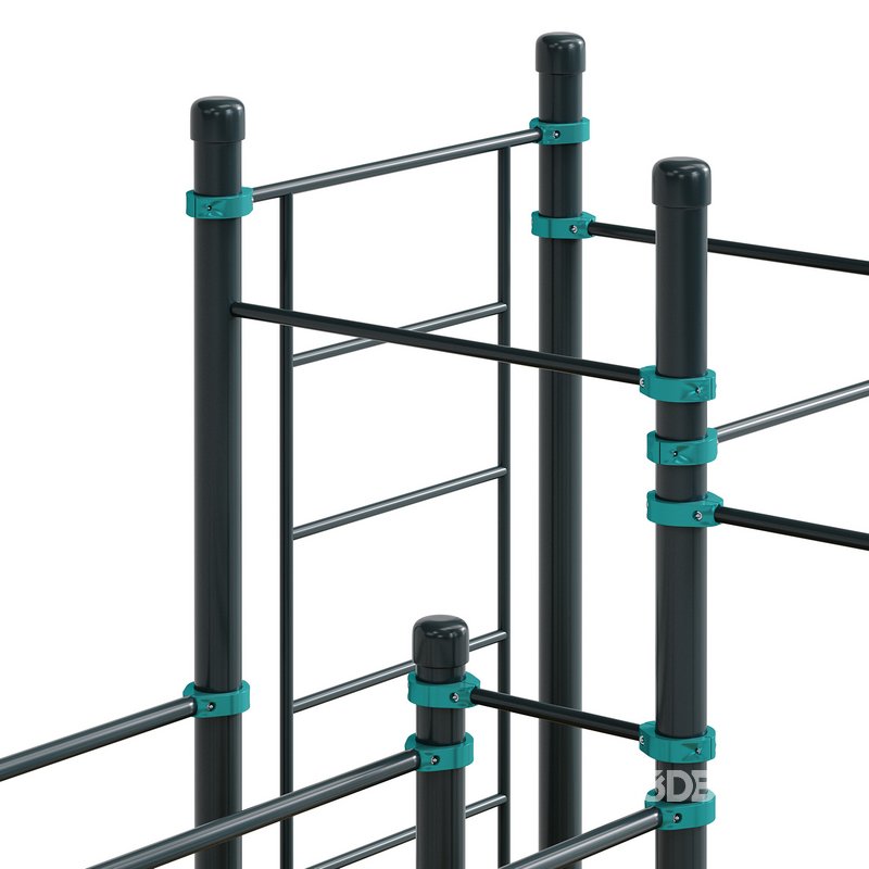 Swedish wall 6 horizontal bars 2 extended lengths curved double bars Vorgashor by Kenguru Image 4