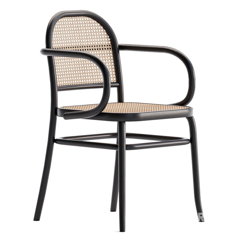HOFFMAN BLACK OAK RATTAN DINING CHAIR Image 1