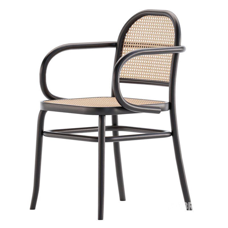 HOFFMAN BLACK OAK RATTAN DINING CHAIR Image 3