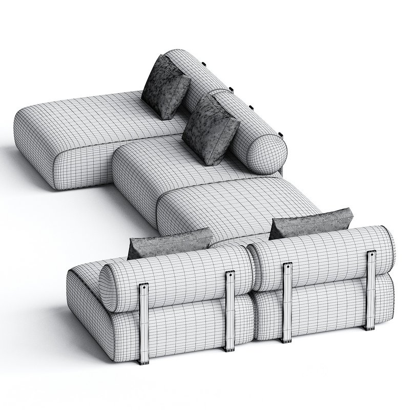 Contemporary Modular System Black Steel Water Repellent Velvet Image 3