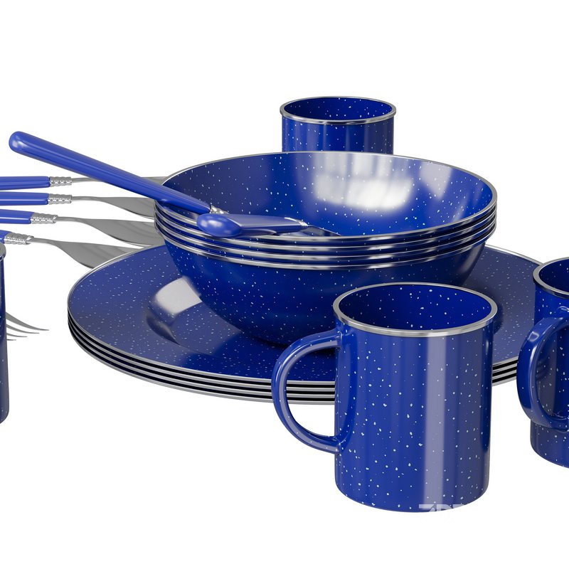 Stansport 24 piece Enamel Camping Tableware Set Image 2