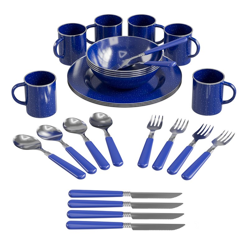 Stansport 24 piece Enamel Camping Tableware Set Image 1