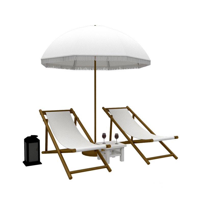 3D bohemian sunbed and umbrella model Image 4