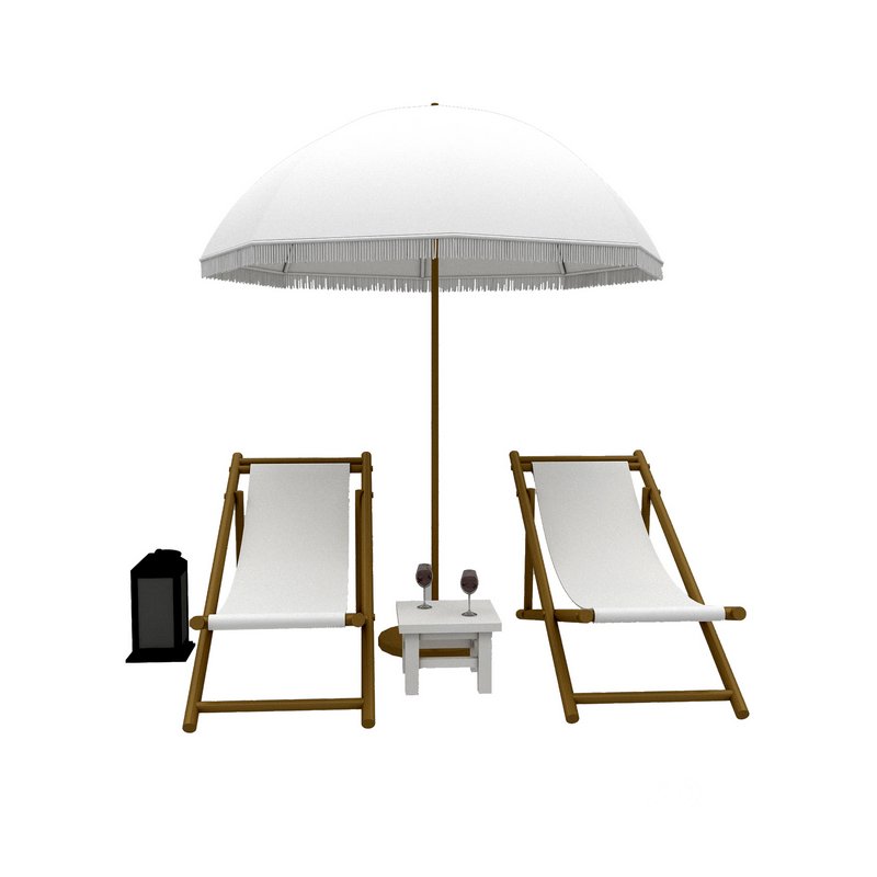 3D bohemian sunbed and umbrella model Image 3