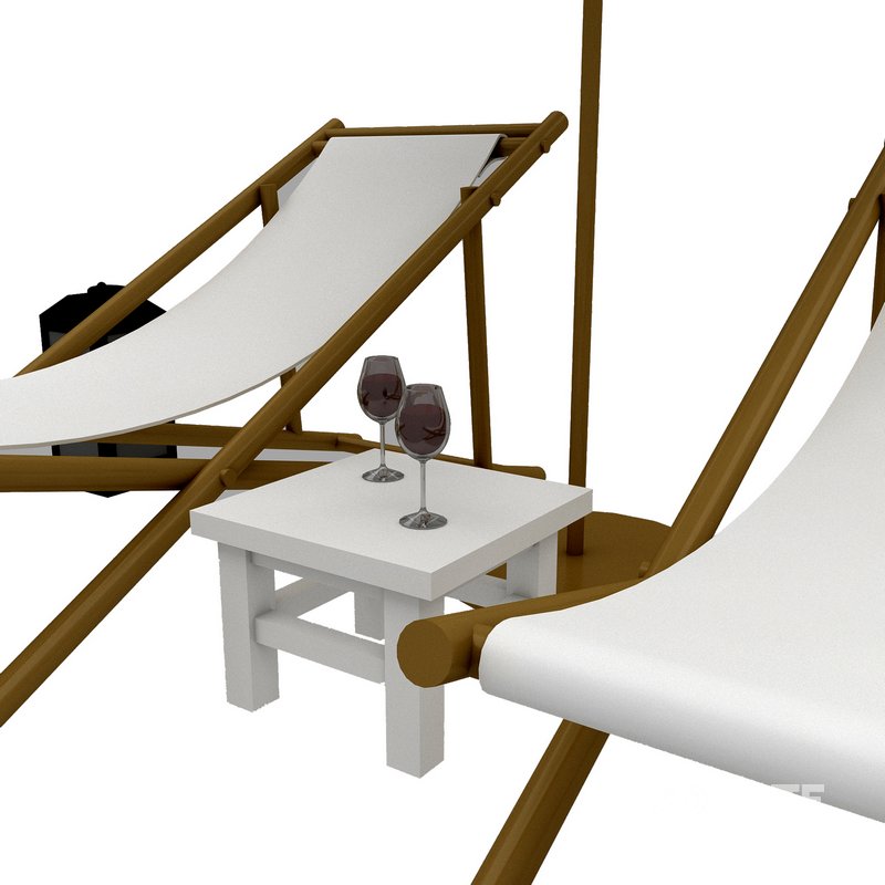 3D bohemian sunbed and umbrella model Image 8