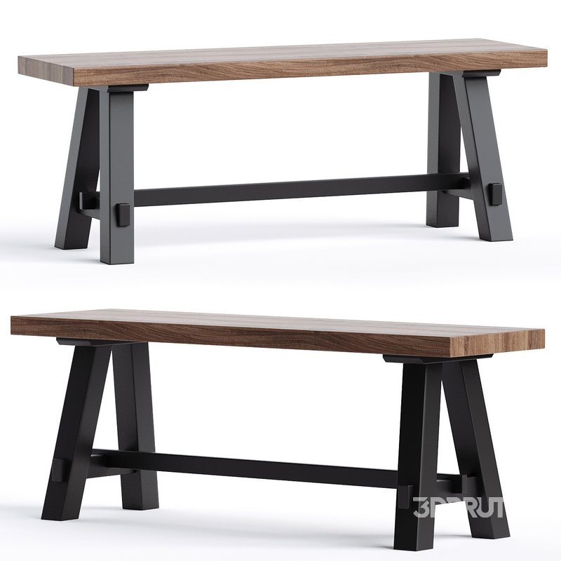 Elyon 48 Wide Rustic industrial Solid Wood Bench Image 1