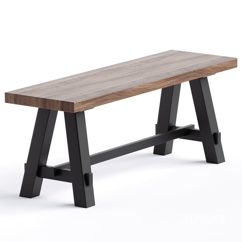 Elyon 48 Wide Rustic industrial Solid Wood Bench Image 2