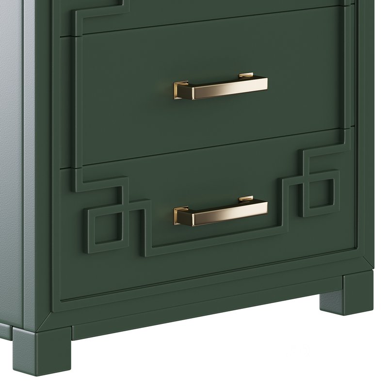 SAFAVIEH Raina Three Drawer Greek Key Night Stand Black Image 9