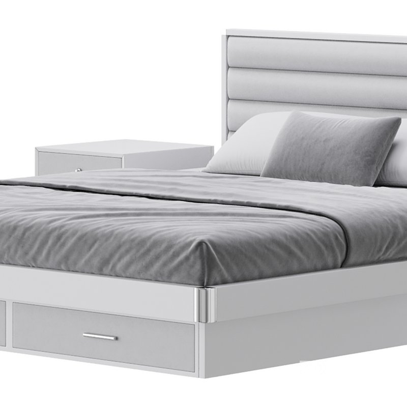 Grey Rectangular Headboard Standard Bed Image 9