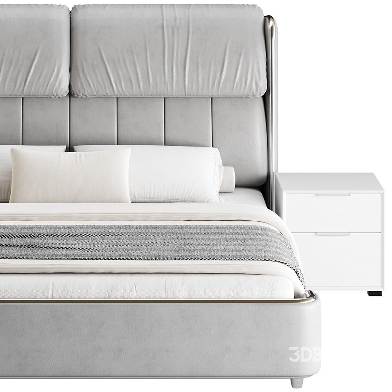 Elegant White Pine Wood Panel Bed Image 10