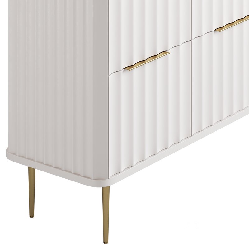 White Bedroom Dresser for Storage in Gold Image 9