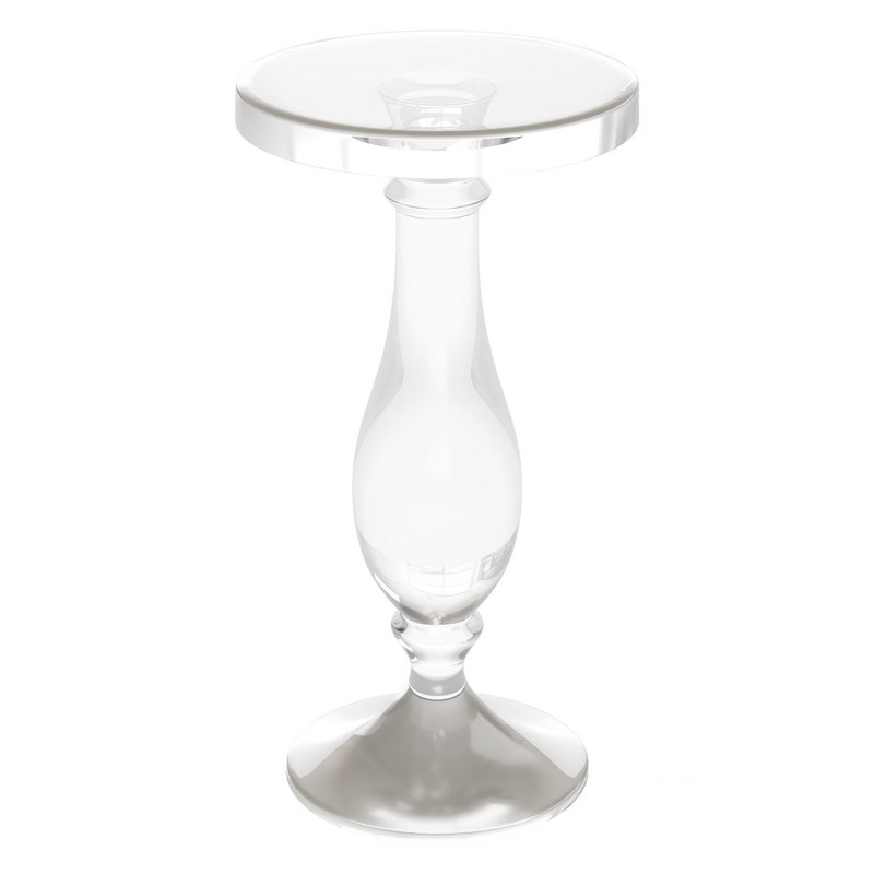 Modern Acrylic Clear Round End Table with Pedestal Image 9