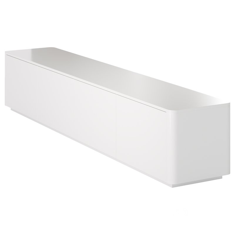 Stylish White TV Stand in Wood Image 10