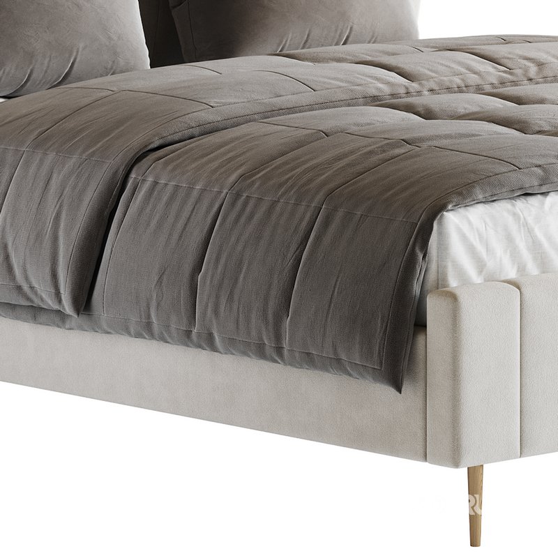 Wooden Non-Adjustable White Upholstered Modern Bed Image 9