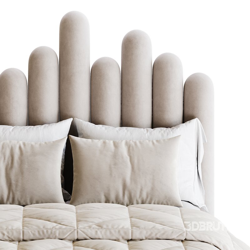 Light Wood Upholstered Panel Modern Bed Image 11