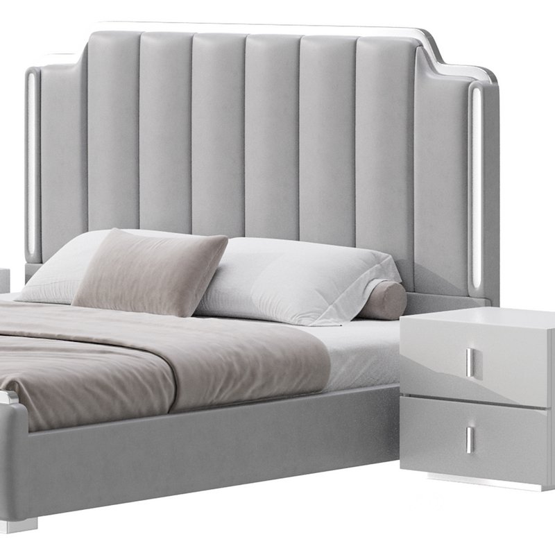 Glam Beige Upholstered Bed Image 10
