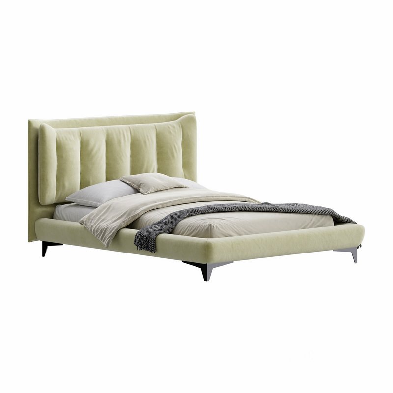 Eden Suede Fabric Upholstered Modern Bed Image 1