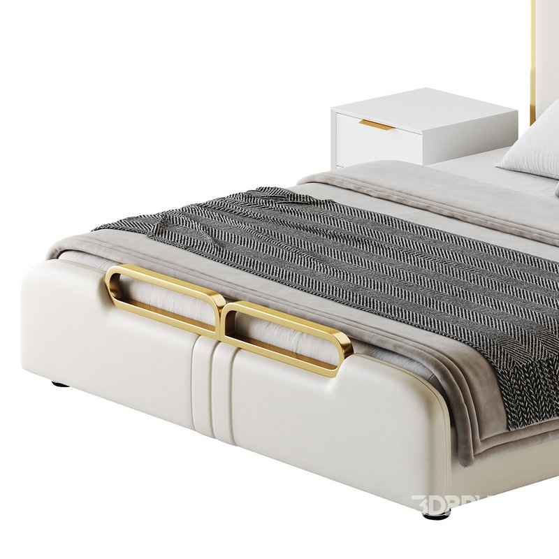Upholstered Headboard Bed Frame Modern Panel Bed I Image 10
