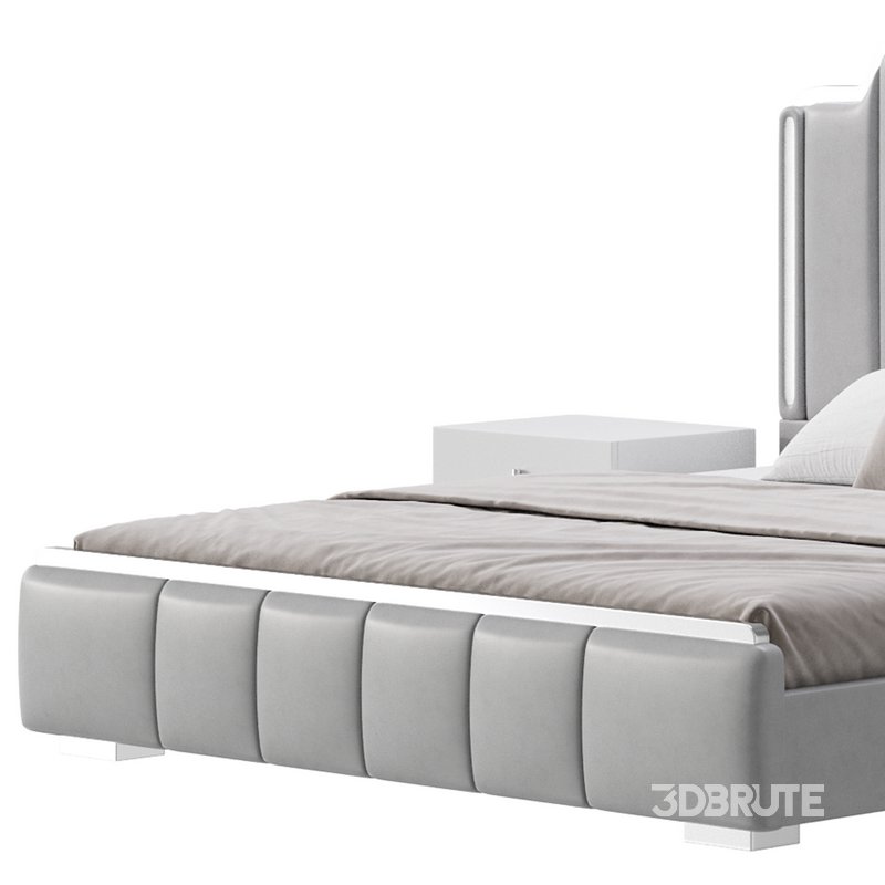 Glam Beige Upholstered Bed Image 11